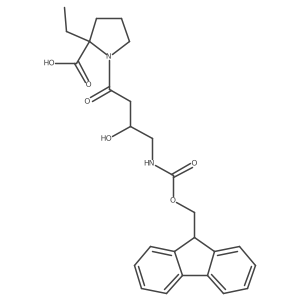2-ethyl-1-[4-({[(9H-fluoren-9-yl)methoxy]carbonyl}amino)-3-hydroxybutanoyl]pyrrolidine-2-carboxylic acid Structure