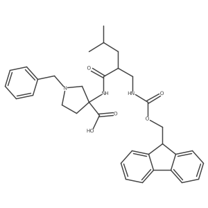 1-benzyl-3-{2-[({[(9H-fluoren-9-yl)methoxy]carbonyl}amino)methyl]-4-methylpentanamido}pyrrolidine-3-carboxylic acid Structure