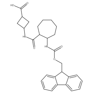 (1rs&,3rs&)-3-[(1RS,2SR)-2-({[(9H-fluoren-9-yl)methoxy]carbonyl}amino)cycloheptaneamido]cyclobutane-1-carboxylic acid结构式