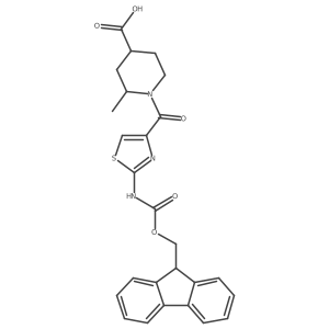 1-[2-({[(9H-fluoren-9-yl)methoxy]carbonyl}amino)-1,3-thiazole-4-carbonyl]-2-methylpiperidine-4-carboxylic acid结构式