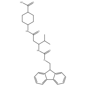 4-[3-({[(9H-fluoren-9-yl)methoxy]carbonyl}amino)-4-methylpentanamido]cyclohexane-1-carboxylic acid结构式