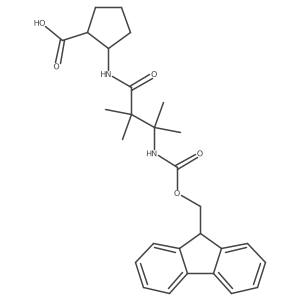rac-(1R,2S)-2-[3-({[(9H-fluoren-9-yl)methoxy]carbonyl}amino)-2,2,3-trimethylbutanamido]cyclopentane-1-carboxylic acid结构式
