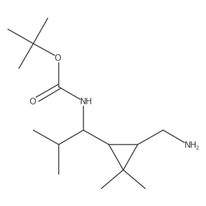rac-tert-butyl N-{1-[(1R,3R)-3-(aminomethyl)-2,2-dimethylcyclopropyl]-2-methylpropyl}carbamate结构式