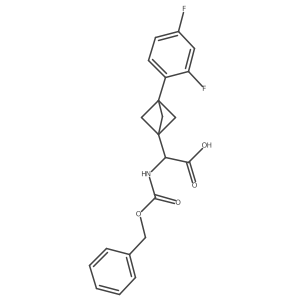 2-[3-(2,4-Difluorophenyl)-1-bicyclo[1.1.1]pentanyl]-2-(phenylmethoxycarbonylamino)acetic acid结构式