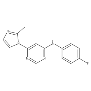 N-(4-fluorophenyl)-6-(2-methyl-1H-imidazol-1-yl)pyrimidin-4-amine结构式