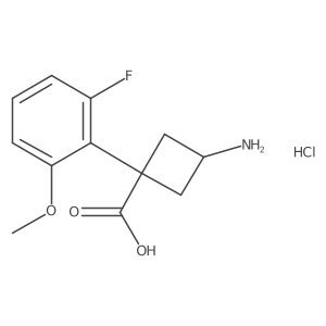 (1r,3r)-3-Amino-1-(2-fluoro-6-methoxyphenyl)cyclobutane-1-carboxylic acid hydrochloride结构式