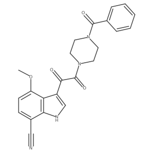 3-[2-(4-benzoylpiperazin-1-yl)-2-oxo-acetyl]-4-methoxy-1H-indole-7-carbonitrile结构式