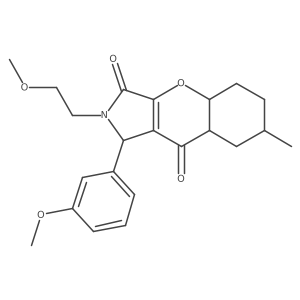 2-(2-methoxyethyl)-1-(3-methoxyphenyl)-7-methyl-4a,5,6,7,8,8a-hexahydro-1H-chromeno[2,3-c]pyrrole-3,9-dione结构式
