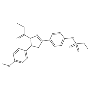 N-(4-(5-(4-methoxyphenyl)-1-propionyl-4,5-dihydro-1H-pyrazol-3-yl)phenyl)ethanesulfonamide结构式