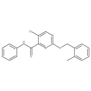 5-chloro-2-[(2-methylbenzyl)sulfanyl]-N-phenylpyrimidine-4-carboxamide Structure