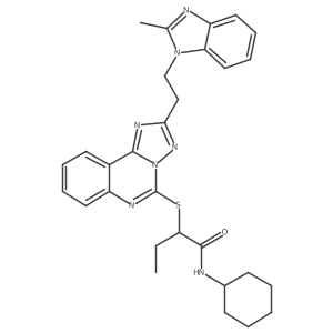 N-cyclohexyl-2-({2-[2-(2-methyl-1H-1,3-benzodiazol-1-yl)ethyl]-[1,2,4]triazolo[1,5-c]quinazolin-5-yl}sulfanyl)butanamide Structure