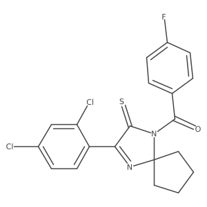 3-(2,4-Dichlorophenyl)-1-(4-fluorobenzoyl)-1,4-diazaspiro[4.4]non-3-ene-2-thione结构式