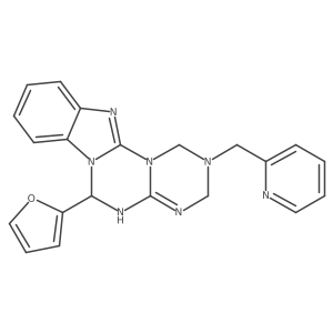 6-(furan-2-yl)-2-(pyridin-2-ylmethyl)-2,3,4,6-tetrahydro-1H-[1,3,5]triazino[1',2':3,4][1,3,5]triazino[1,2-a]benzimidazole结构式