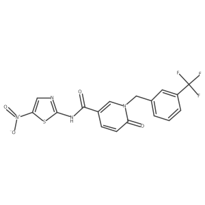 N-(5-nitrothiazol-2-yl)-6-oxo-1-(3-(trifluoromethyl)benzyl)-1,6-dihydropyridine-3-carboxamide结构式