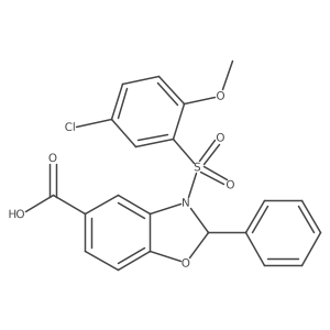 3-[(5-Chloro-2-methoxyphenyl)sulfonyl]-2,3-dihydro-2-phenyl-5-benzoxazolecarboxylic acid Structure