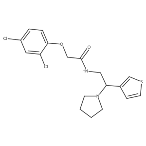 2-(2,4-dichlorophenoxy)-N-(2-(pyrrolidin-1-yl)-2-(thiophen-3-yl)ethyl)acetamide结构式