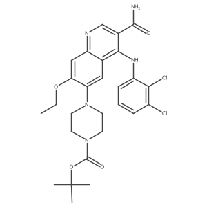 Tert-butyl 4-{3-(aminocarbonyl)-4-[(2,3-dichlorophenyl)amino]-7-ethoxyquinolin-6-yl}piperazine-1-carboxylate Structure