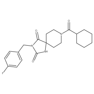 8-(Cyclohexanecarbonyl)-3-(4-fluorobenzyl)-1,3,8-triazaspiro[4.5]decane-2,4-dione结构式