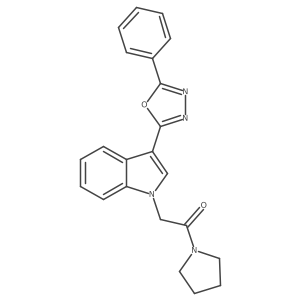 2-(3-(5-phenyl-1,3,4-oxadiazol-2-yl)-1H-indol-1-yl)-1-(pyrrolidin-1-yl)ethanone结构式