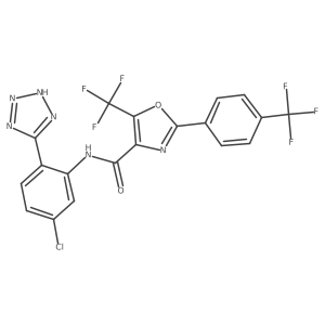 5-Trifluoromethyl-2-(4-trifluoromethyl-phenyl)-oxazole-4-carboxylic acid [5-chloro-2-(1h-tetrazol-5-yl)-phenyl]-amide结构式