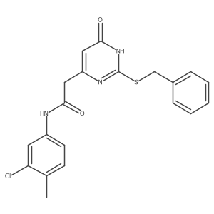 2-(2-(benzylthio)-6-oxo-1,6-dihydropyrimidin-4-yl)-N-(3-chloro-4-methylphenyl)acetamide结构式