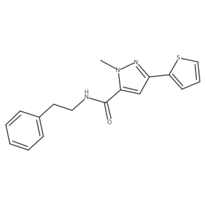 1-methyl-N-phenethyl-3-(2-thienyl)-1H-pyrazole-5-carboxamide结构式