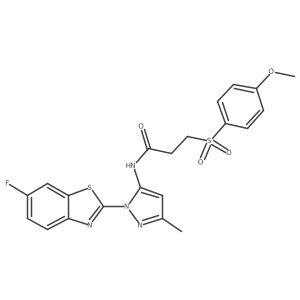 N-[2-(6-fluoro-1,3-benzothiazol-2-yl)-5-methylpyrazol-3-yl]-3-(4-methoxyphenyl)sulfonylpropanamide Structure