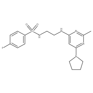 4-fluoro-N-(2-((2-methyl-6-(pyrrolidin-1-yl)pyrimidin-4-yl)amino)ethyl)benzenesulfonamide结构式