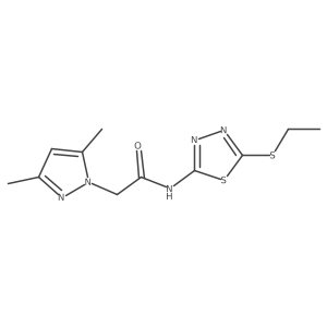 2-(3,5-dimethyl-1H-pyrazol-1-yl)-N-(5-(ethylthio)-1,3,4-thiadiazol-2-yl)acetamide Structure