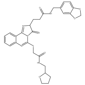 N-(1,3-benzodioxol-5-ylmethyl)-3-[3-oxo-5-({2-oxo-2-[(tetrahydrofuran-2-ylmethyl)amino]ethyl}thio)-2,3-dihydroimidazo[1,2-c]quinazolin-2-yl]propanamide结构式