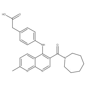 2-(4-{[3-(Azepane-1-carbonyl)-7-methyl-1,8-naphthyridin-4-yl]amino}phenyl)acetic acid结构式