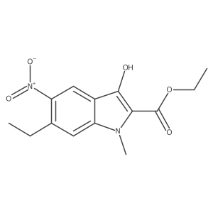 Ethyl 6-ethyl-3-hydroxy-1-methyl-5-nitro-1H-indole-2-carboxylate结构式