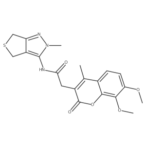 2-(7,8-dimethoxy-4-methyl-2-oxo-2H-chromen-3-yl)-N-(2-methyl-2,6-dihydro-4H-thieno[3,4-c]pyrazol-3-yl)acetamide结构式