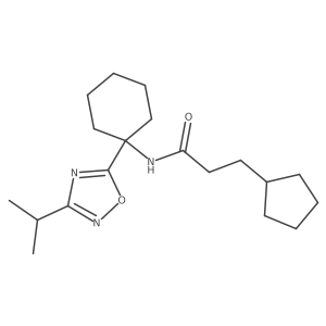 3-cyclopentyl-N-[1-(3-isopropyl-1,2,4-oxadiazol-5-yl)cyclohexyl]propanamide结构式