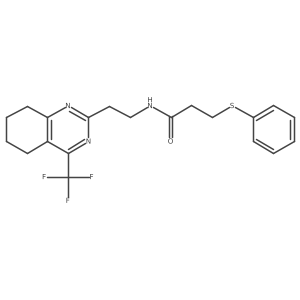 3-(phenylthio)-N-(2-(4-(trifluoromethyl)-5,6,7,8-tetrahydroquinazolin-2-yl)ethyl)propanamide结构式