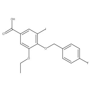 3-Ethoxy-4-[(4-fluorobenzyl)oxy]-5-iodobenzoic acid Structure