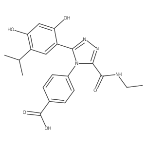 4-[3-[2,4-Dihydroxy-5-(1-methylethyl)phenyl]-5-[(ethylamino)carbonyl]-4H-1,2,4-triazol-4-yl]benzoic acid Structure