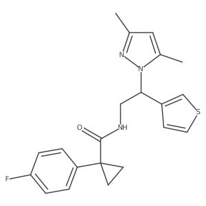 N-(2-(3,5-dimethyl-1H-pyrazol-1-yl)-2-(thiophen-3-yl)ethyl)-1-(4-fluorophenyl)cyclopropanecarboxamide结构式