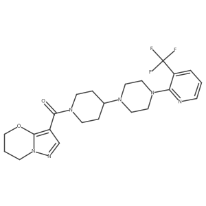 (6,7-dihydro-5H-pyrazolo[5,1-b][1,3]oxazin-3-yl)(4-(4-(3-(trifluoromethyl)pyridin-2-yl)piperazin-1-yl)piperidin-1-yl)methanone结构式