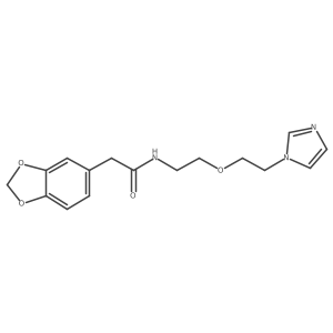 2-(2H-1,3-benzodioxol-5-yl)-N-{2-[2-(1H-imidazol-1-yl)ethoxy]ethyl}acetamide结构式