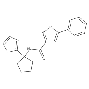 5-phenyl-N-(1-(thiophen-2-yl)cyclopentyl)isoxazole-3-carboxamide结构式