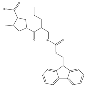 1-{2-[({[(9H-fluoren-9-yl)methoxy]carbonyl}amino)methyl]pentanoyl}-4-methylpyrrolidine-3-carboxylic acid Structure