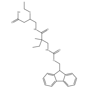 3-ethoxy-4-{2-[({[(9H-fluoren-9-yl)methoxy]carbonyl}amino)methyl]-2-methylbutanamido}butanoic acid Structure