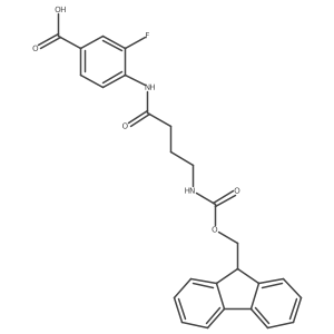 4-[4-({[(9H-fluoren-9-yl)methoxy]carbonyl}amino)butanamido]-3-fluorobenzoic acid Structure