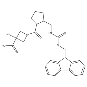 1-{2-[({[(9H-fluoren-9-yl)methoxy]carbonyl}amino)methyl]cyclopentanecarbonyl}-3-hydroxyazetidine-3-carboxylic acid结构式
