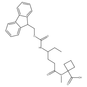 1-[4-({[(9H-fluoren-9-yl)methoxy]carbonyl}amino)-N-methylhexanamido]cyclobutane-1-carboxylic acid结构式