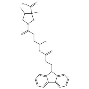 rac-(3R,4R)-1-[4-({[(9H-fluoren-9-yl)methoxy]carbonyl}amino)pentanoyl]-3,4-dimethylpyrrolidine-3-carboxylic acid Structure