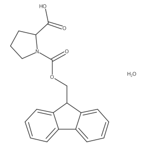 N-alpha-(9-Fluorenylmethyloxycarbonyl)-D-proline monohydrate结构式