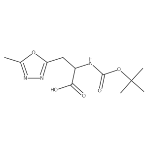 (2S)-2-{[(tert-butoxy)carbonyl]amino}-3-(5-methyl-1,3,4-oxadiazol-2-yl)propanoic acid结构式