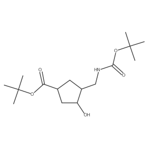 rac-tert-butyl (1R,3S,4S)-3-({[(tert-butoxy)carbonyl]amino}methyl)-4-hydroxycyclopentane-1-carboxylate结构式